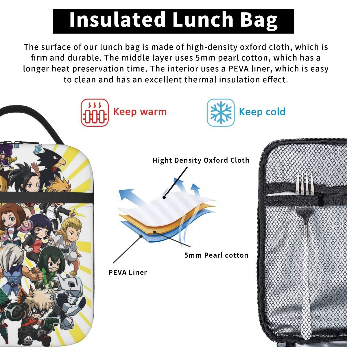 My Hero Academia Insulated Lun - Tote Bag Sublimation 리뷰 및 가격