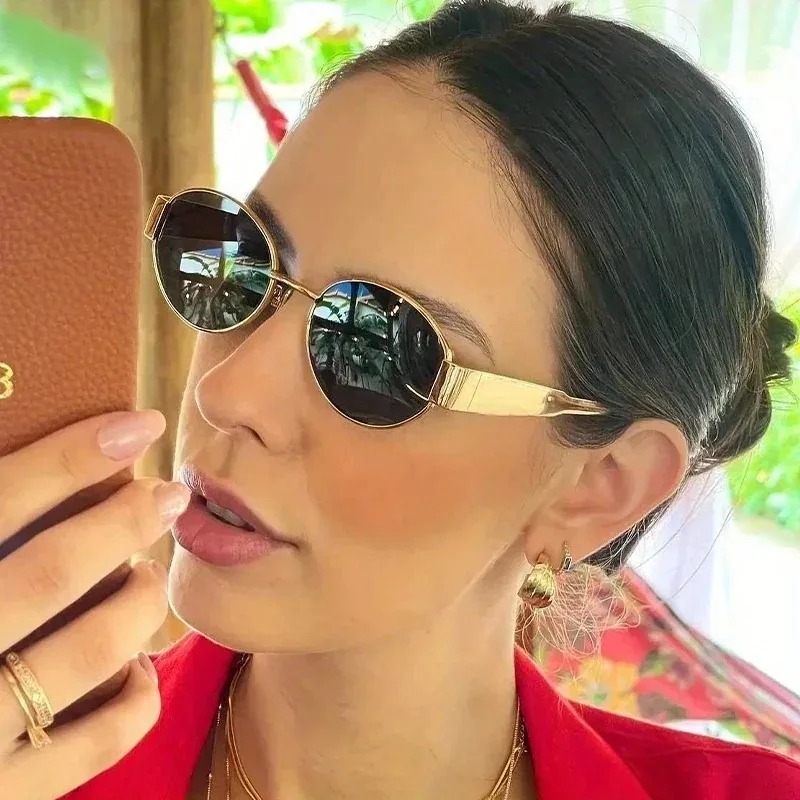 New Oval Sunglasses for Women  - Metal Photo Panel 리뷰 및 가격
